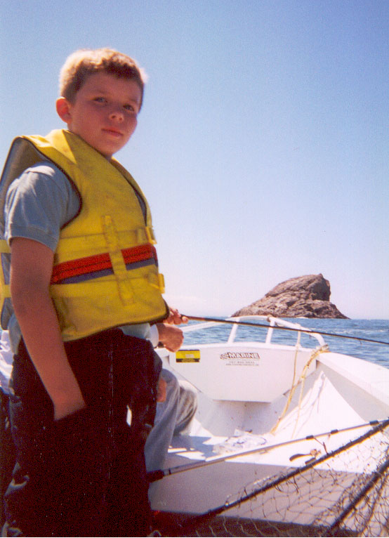 Luke on the boat